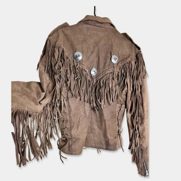 Vintage WILSONS Leather Fringe Jacket Open Road M Brown GUC - Picture 5 of 5